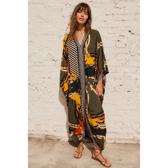 Unbranded Dresses & Skirts - Equestrian Chain Print Duster Kimono Caftan Boho Festival Cover Up OS